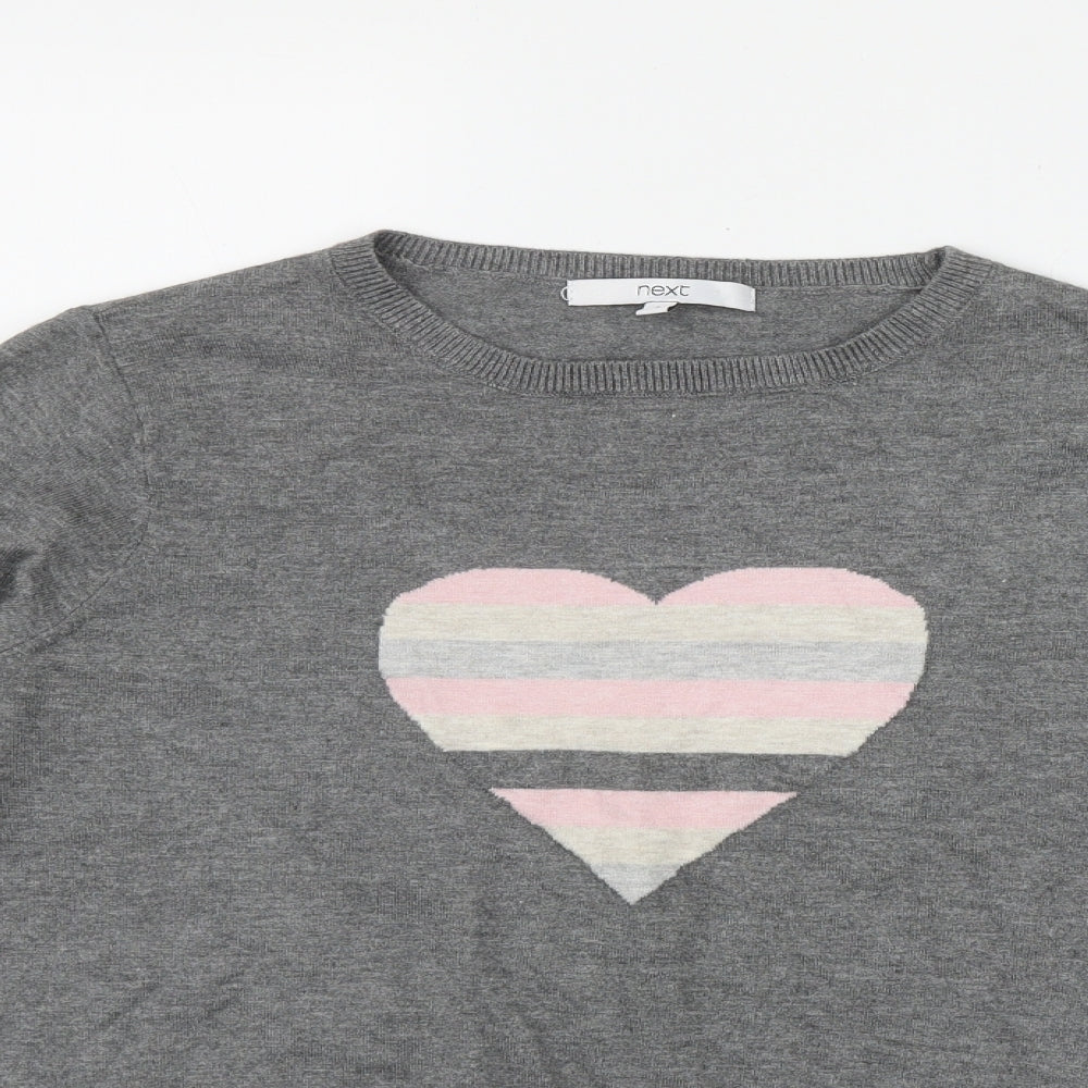 NEXT Womens Grey Round Neck  Viscose Pullover Jumper Size S