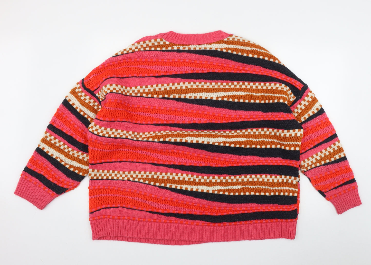 NEXT Womens Multicoloured Round Neck Striped Acrylic Pullover Jumper Size XL