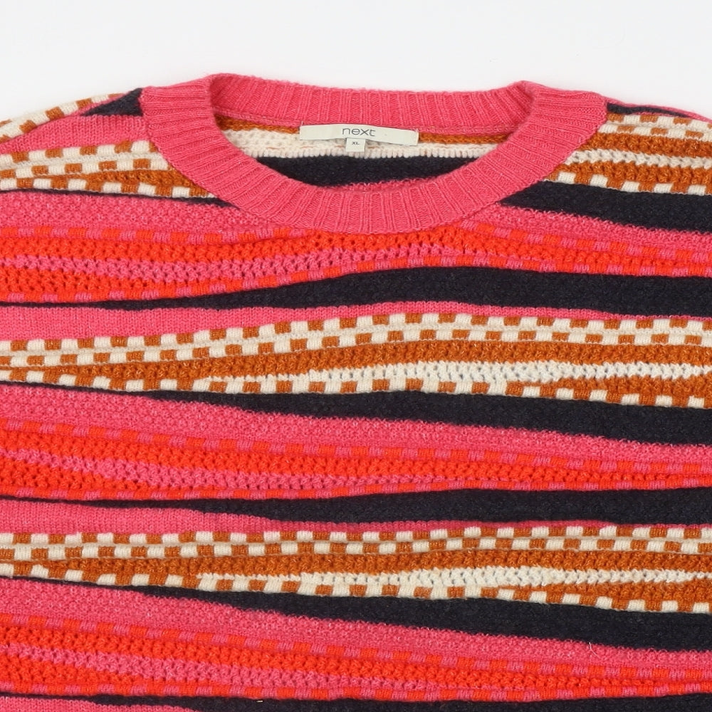 NEXT Womens Multicoloured Round Neck Striped Acrylic Pullover Jumper Size XL