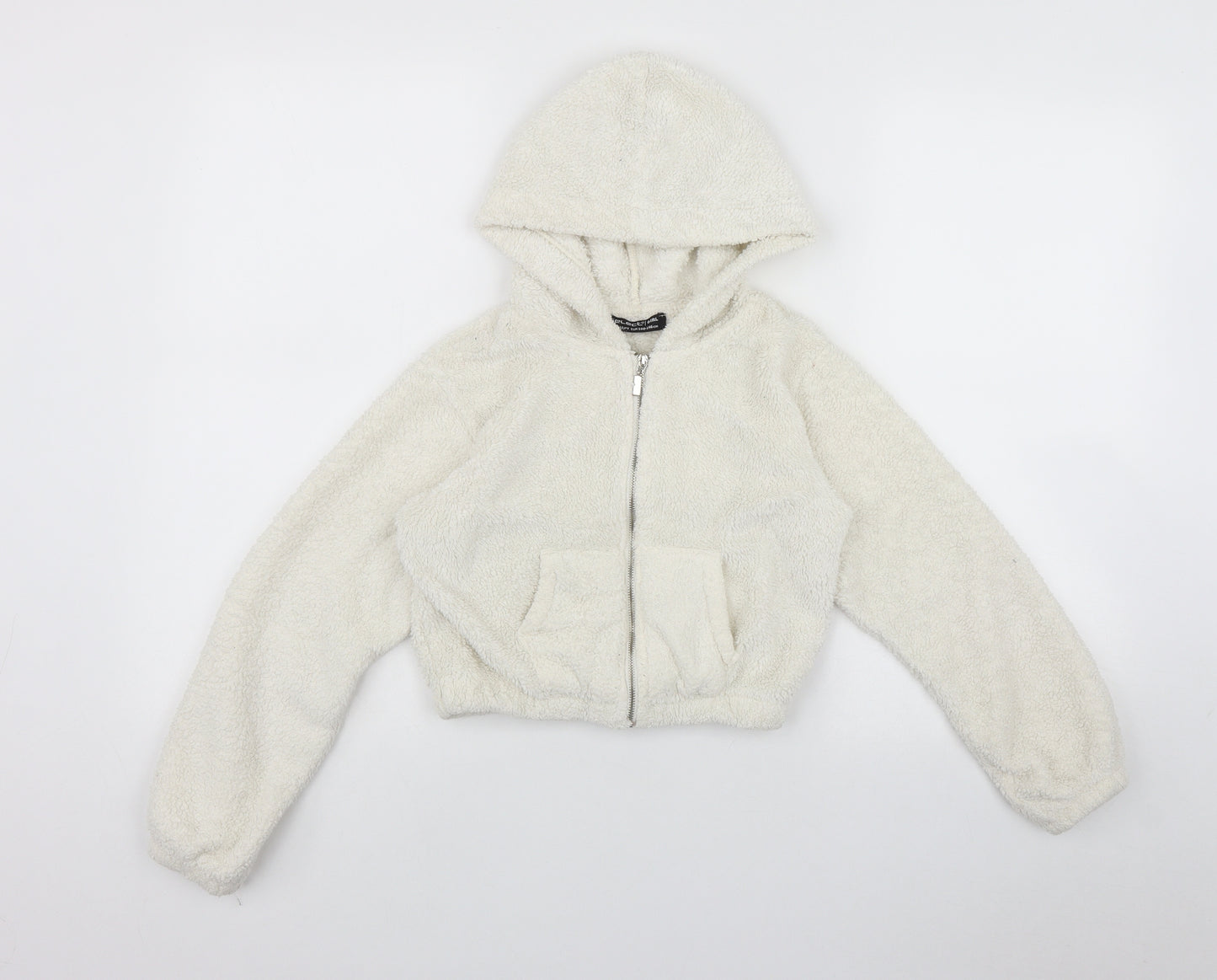 Select Girls Ivory  Polyester Full Zip Hoodie Size 10-11 Years  Zip