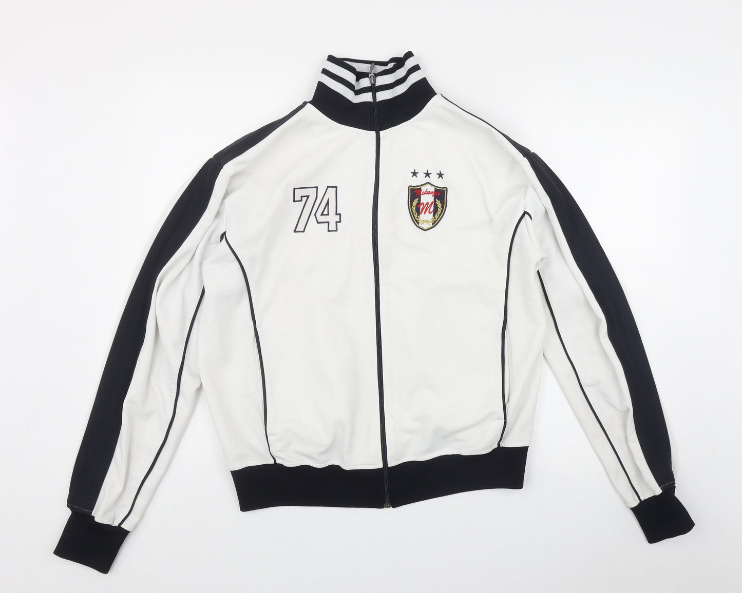 McKenzie Mens White  Cotton Full Zip Sweatshirt Size L