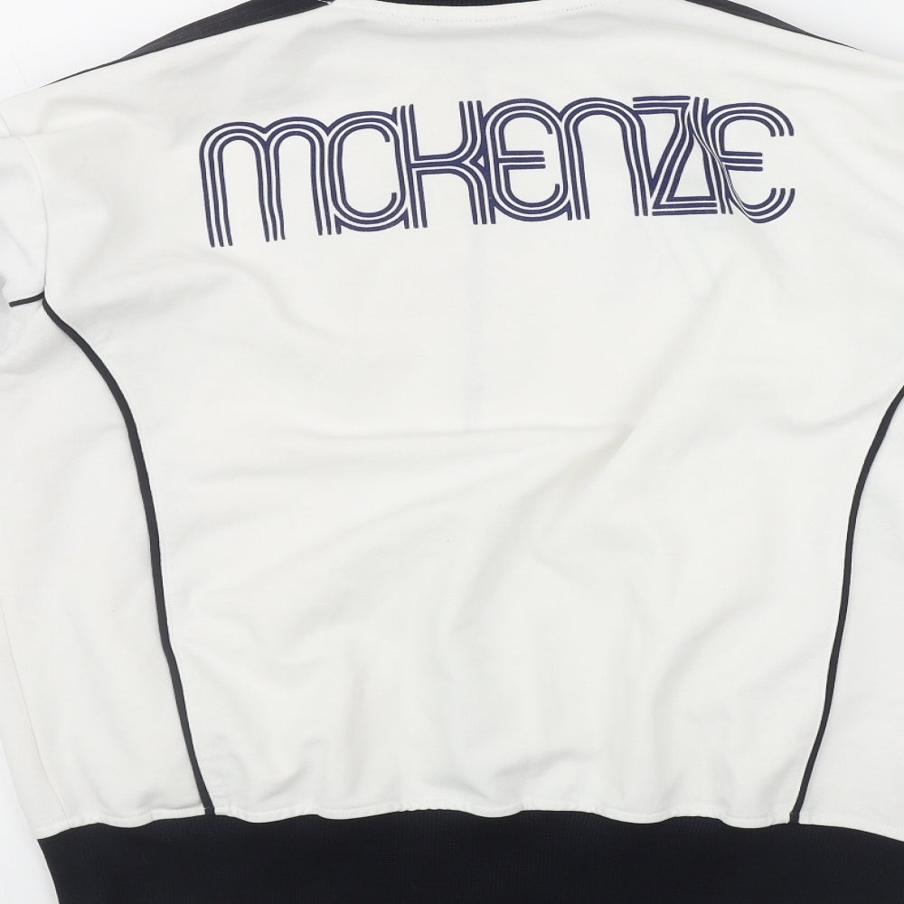 McKenzie Mens White  Cotton Full Zip Sweatshirt Size L