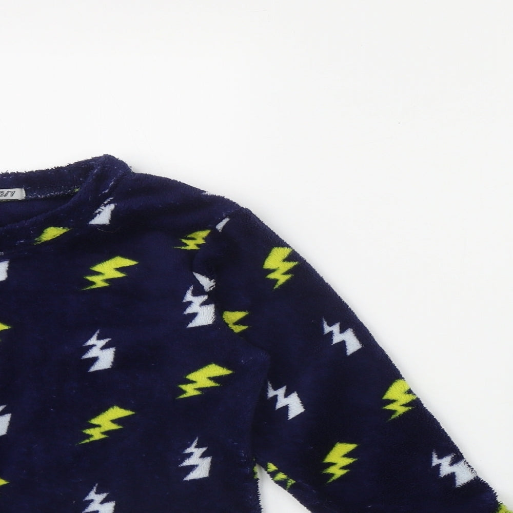 Chill out Boys Blue Geometric Polyester  Pyjama Set Size 6-7 Years   - Lightning Bolt print
