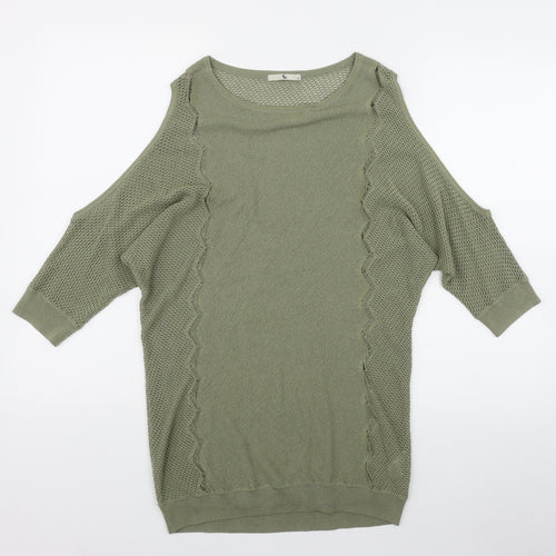 TU Womens Green Round Neck  Acrylic Pullover Jumper Size 12