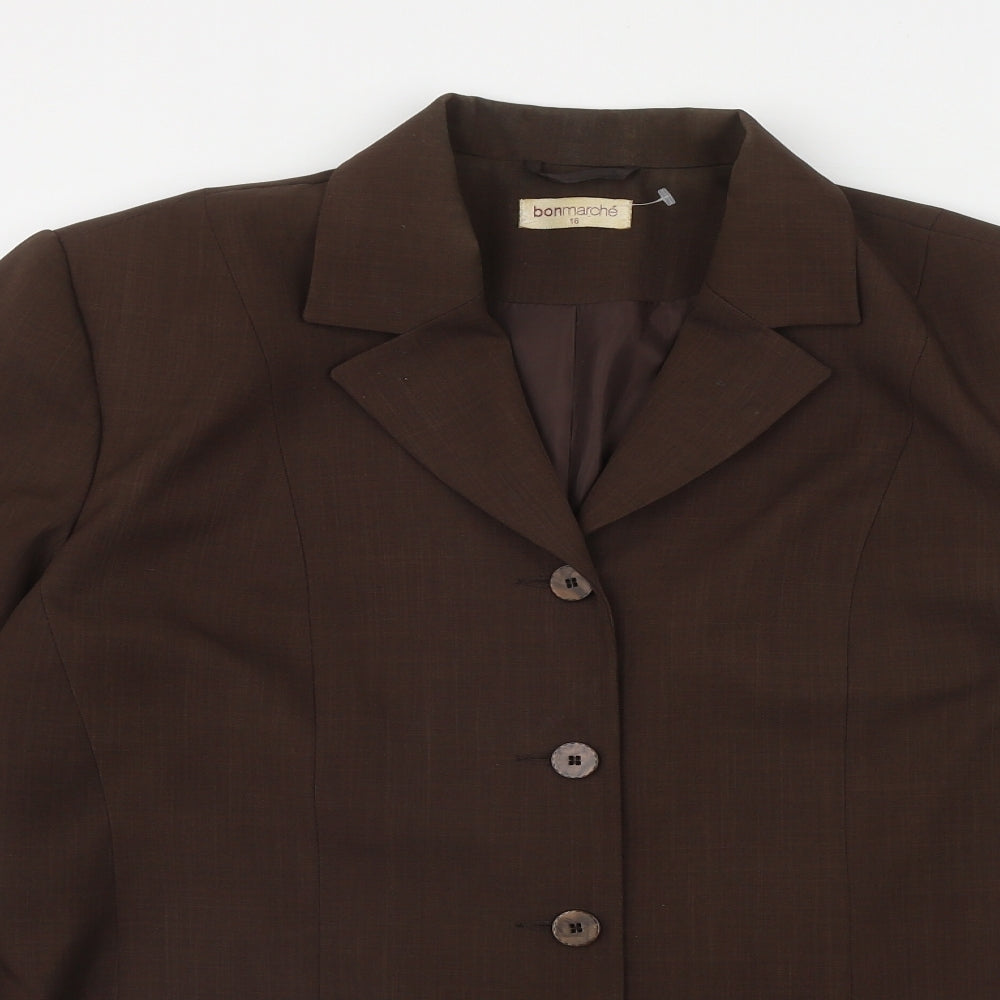 Bonmarché Womens Brown   Jacket Blazer Size 16  Button