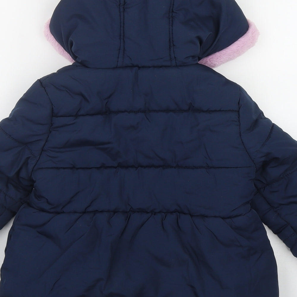 Blue Zoo Girls Blue   Puffer Jacket Coat Size 3-4 Years  Zip