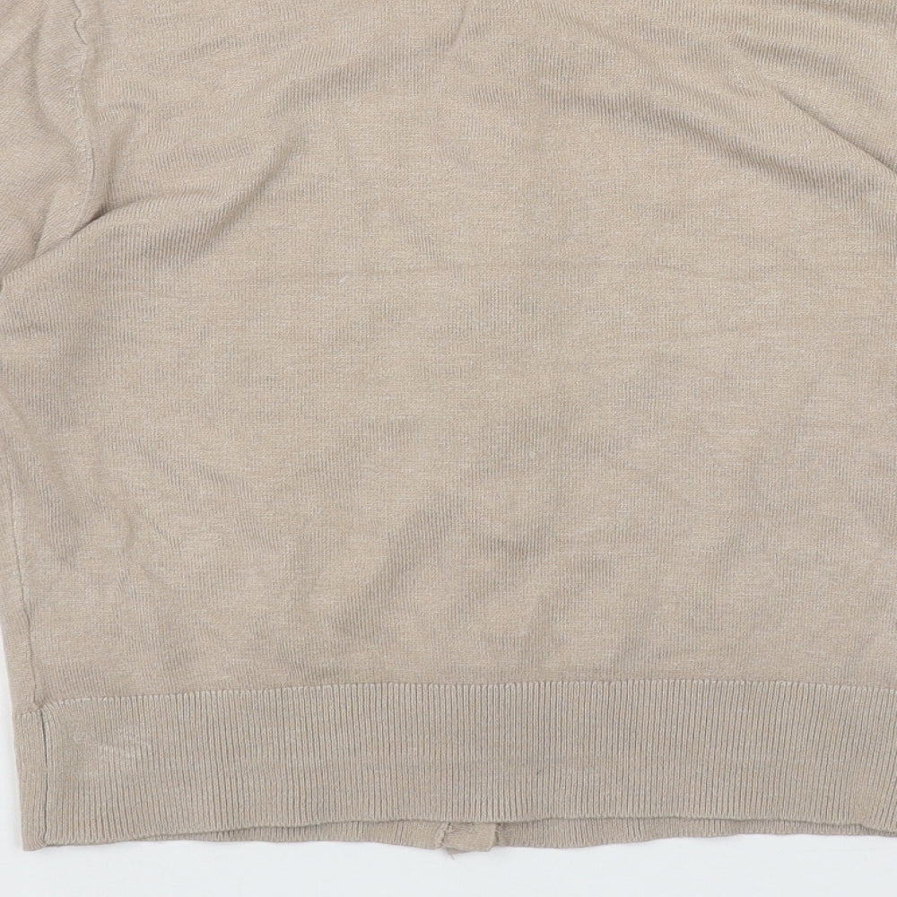 Primark Womens Beige Round Neck  Viscose Cardigan Jumper Size S