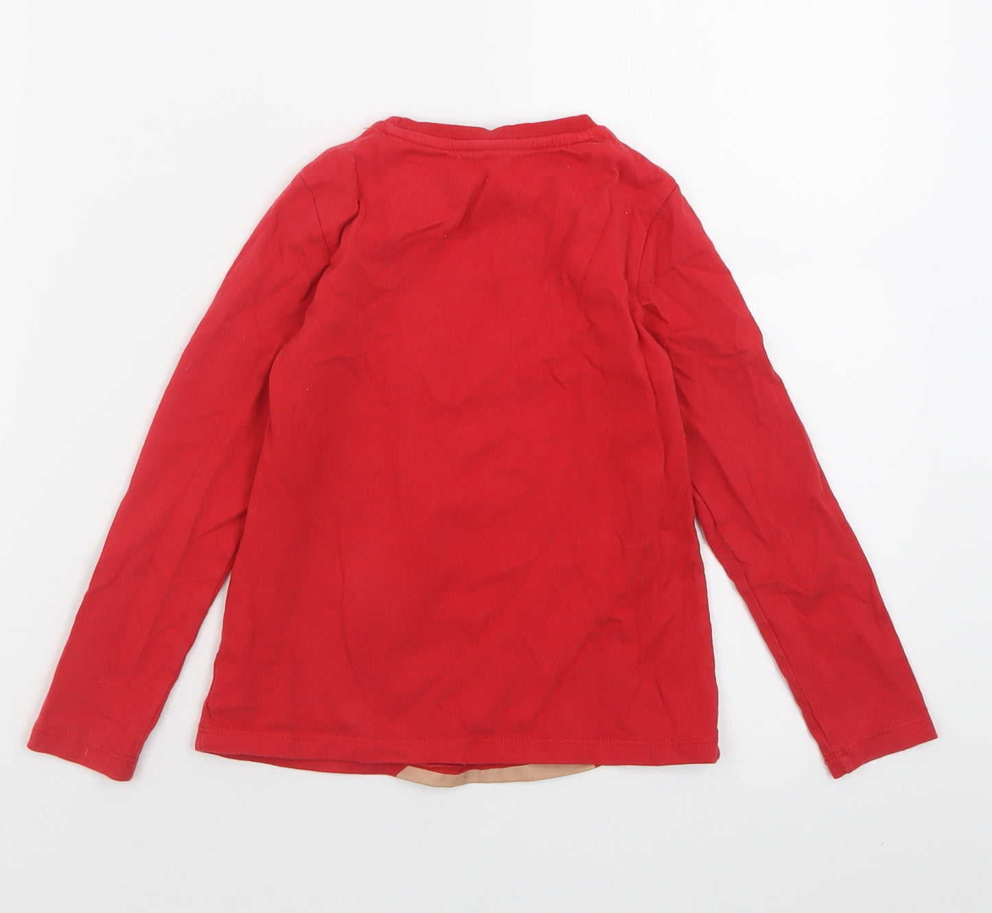 Dunnes Stores Girls Red  Cotton Basic Casual Size 6-7 Years Crew Neck Pullover - Sparkle all the Way