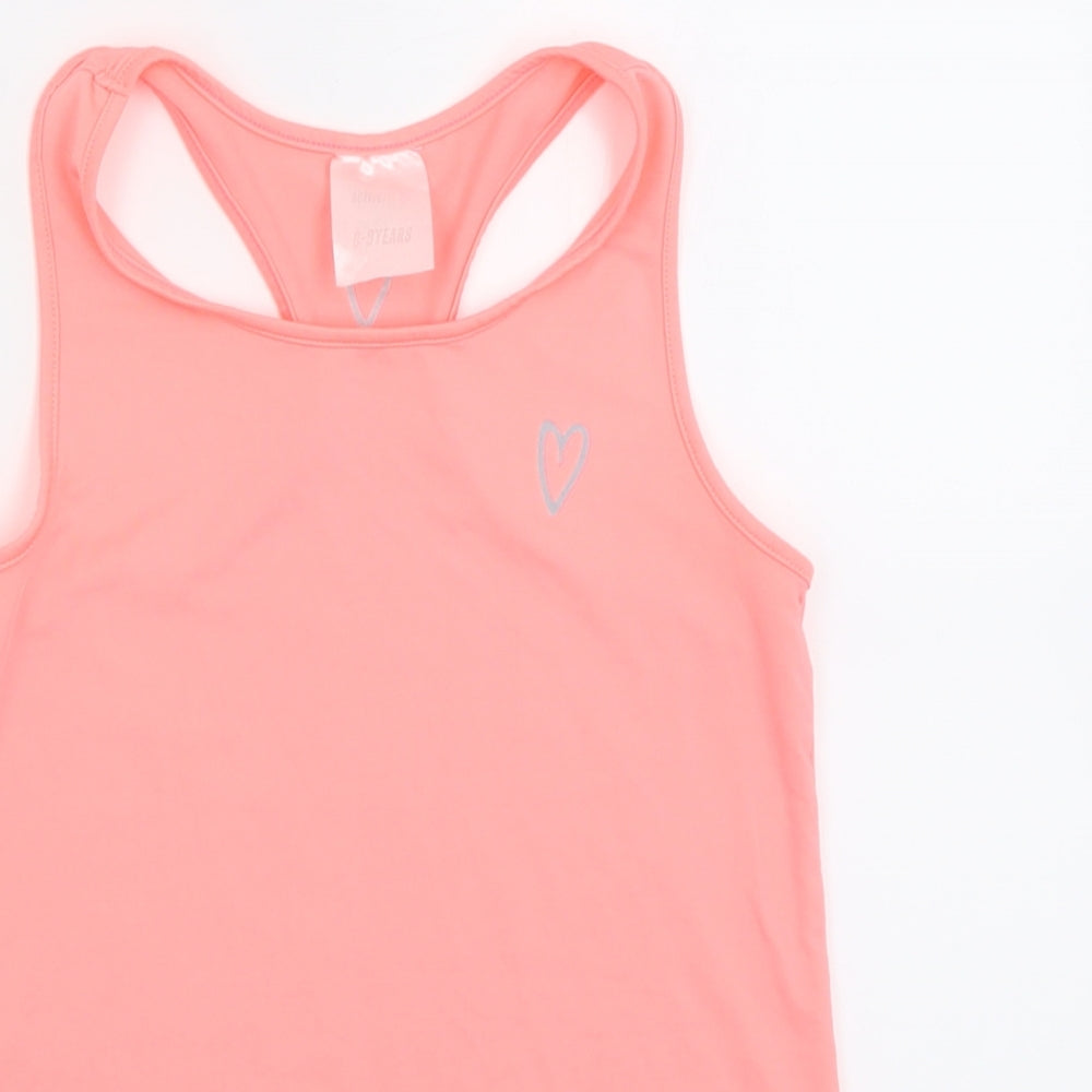 Active Fit Girls Pink  Polyester Basic Tank Size 8-9 Years Scoop Neck Pullover