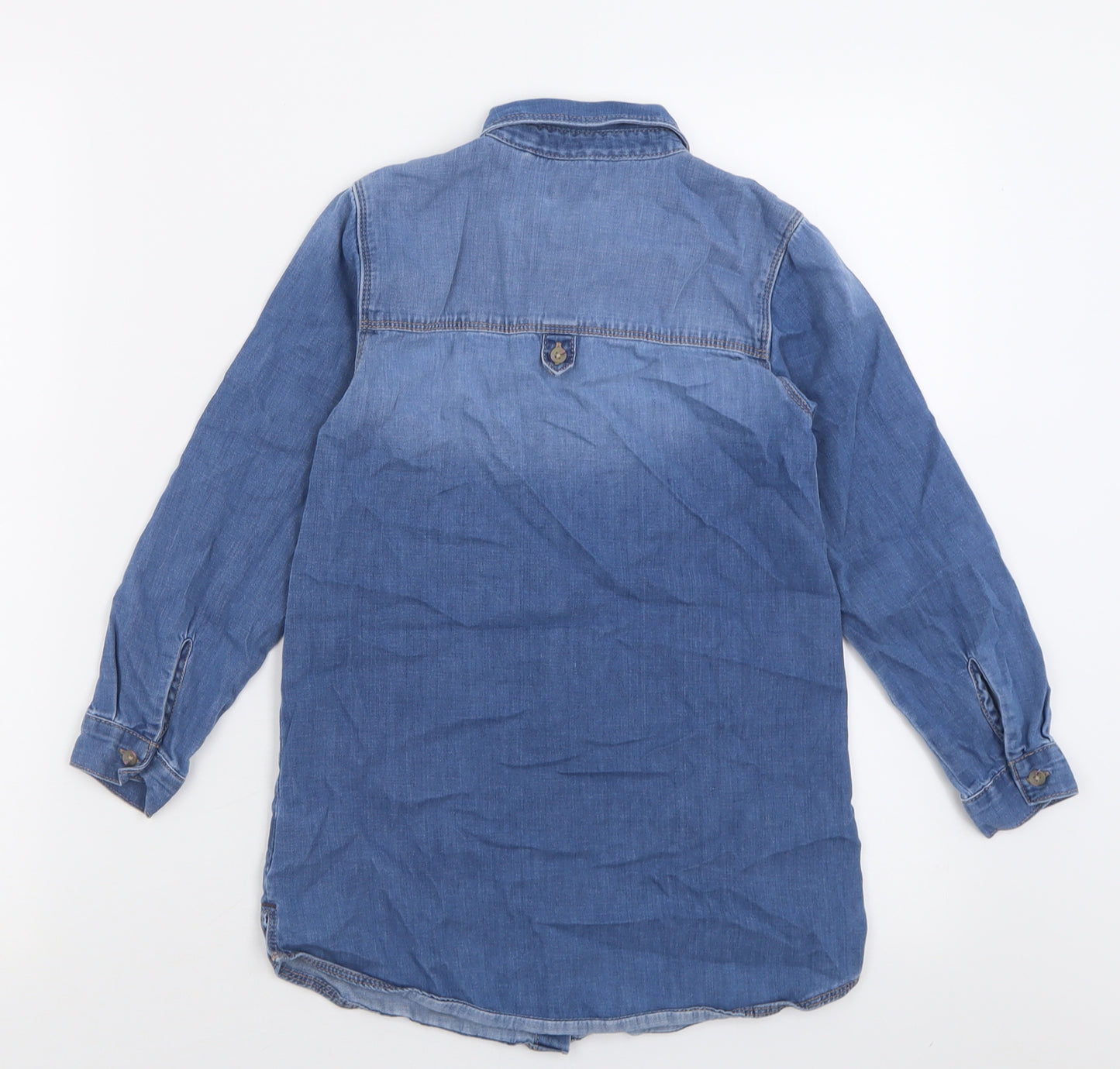 NEXT Girls Blue  Cotton A-Line  Size 6-7 Years  Collared Button