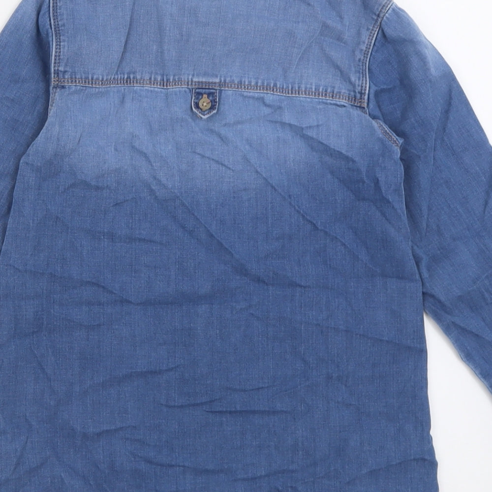 NEXT Girls Blue  Cotton A-Line  Size 6-7 Years  Collared Button