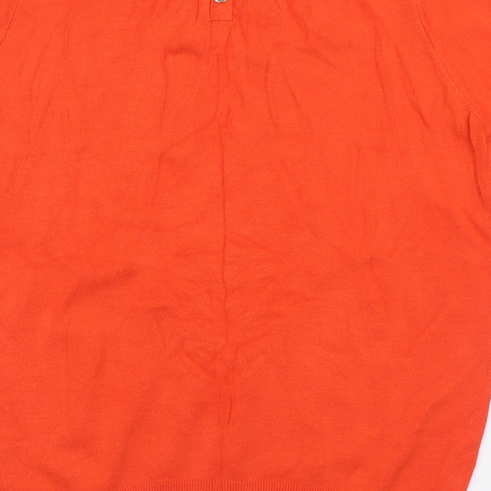 Zara Womens Orange Crew Neck  Viscose Pullover Jumper Size L