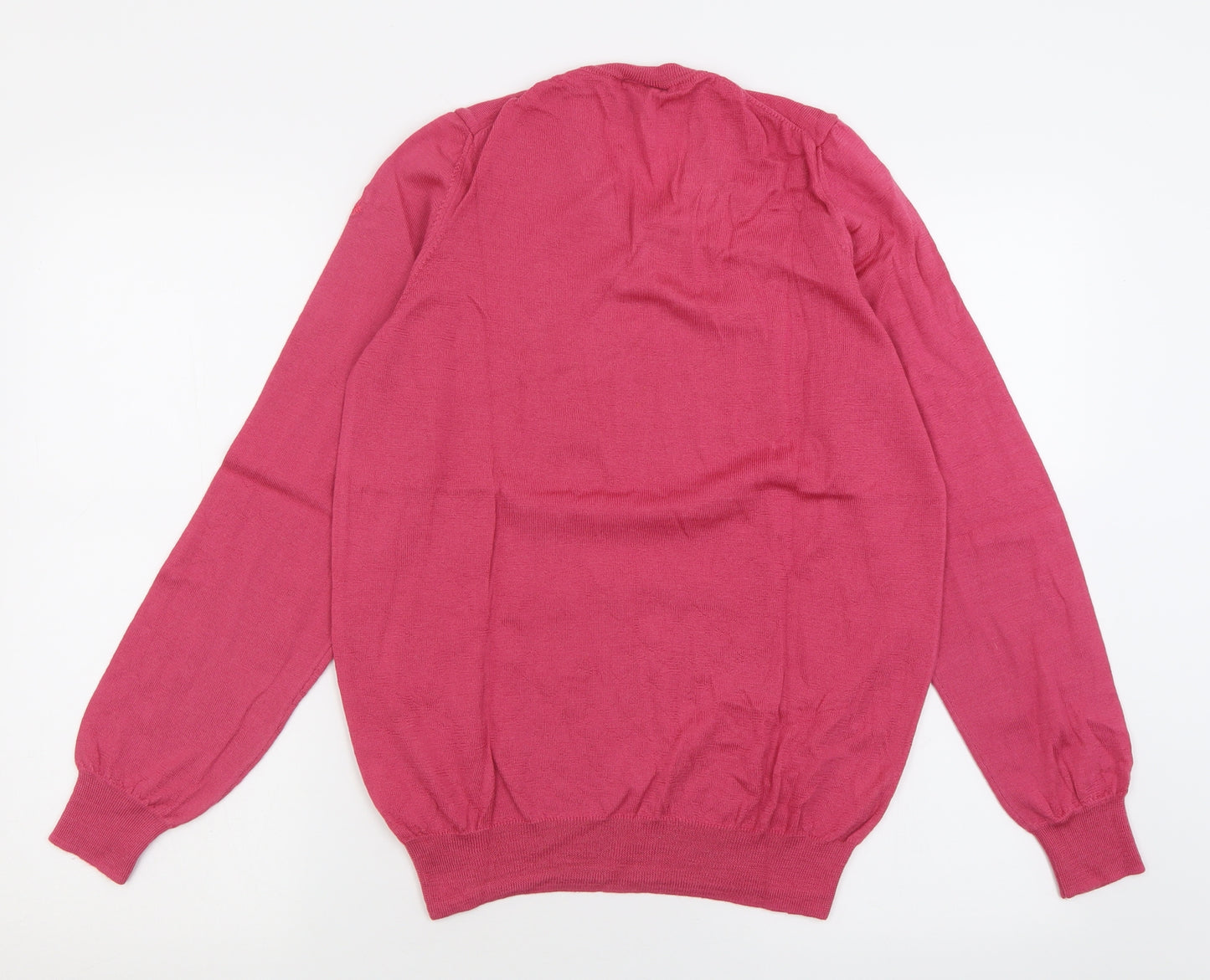 Lyle & Scott Mens Pink V-Neck  Wool Pullover Jumper Size M