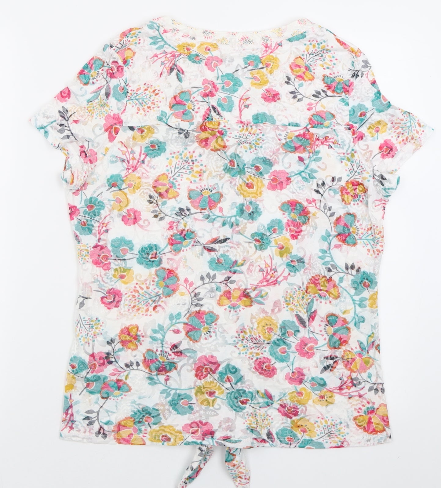 Per Una Womens Pink Floral Cotton Basic Button-Up Size 14 V-Neck