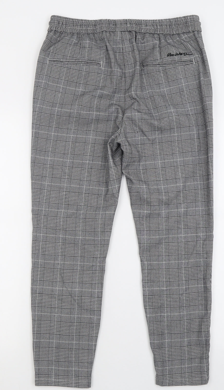 KWD Mens Grey Plaid Polyester Trousers  Size S L25 in Regular Tie