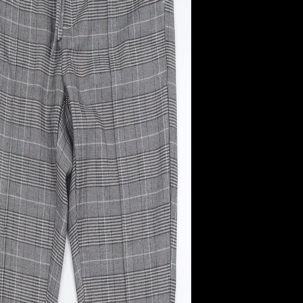 KWD Mens Grey Plaid Polyester Trousers  Size S L25 in Regular Tie