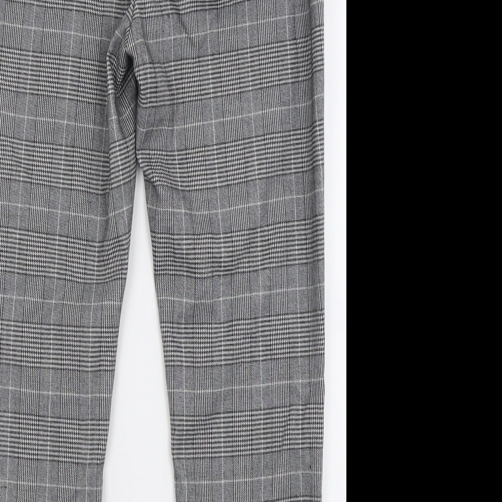 KWD Mens Grey Plaid Polyester Trousers  Size S L25 in Regular Tie