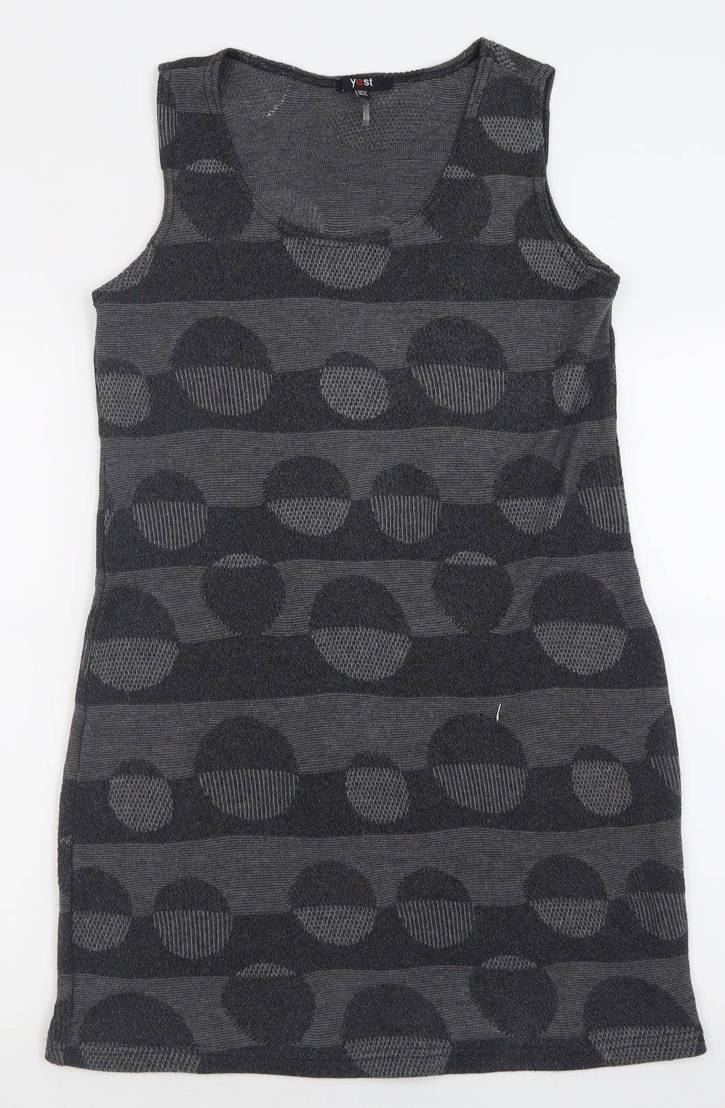 Yest Womens Grey Geometric Polyester A-Line  Size 12  Scoop Neck Pullover