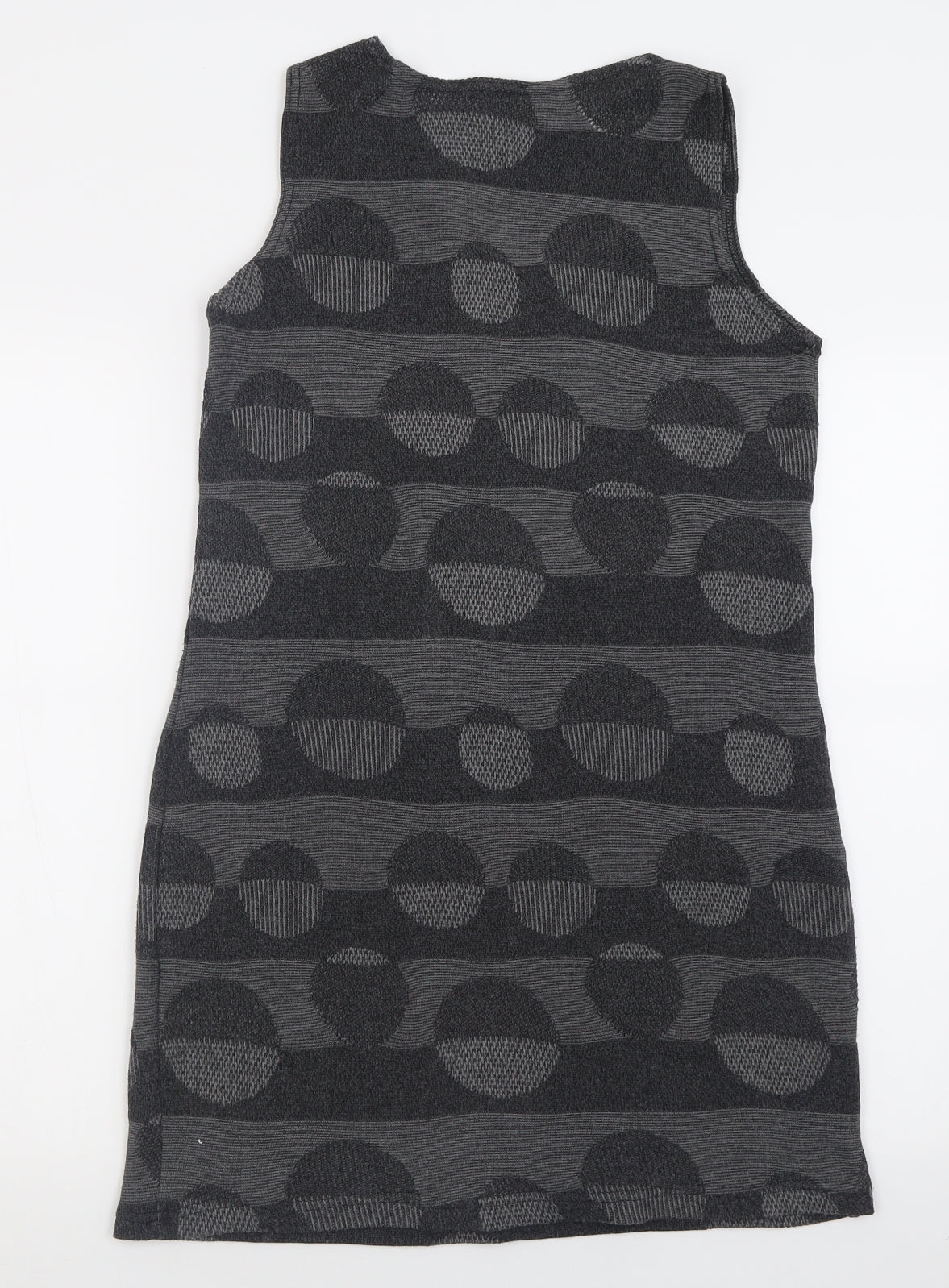 Yest Womens Grey Geometric Polyester A-Line  Size 12  Scoop Neck Pullover