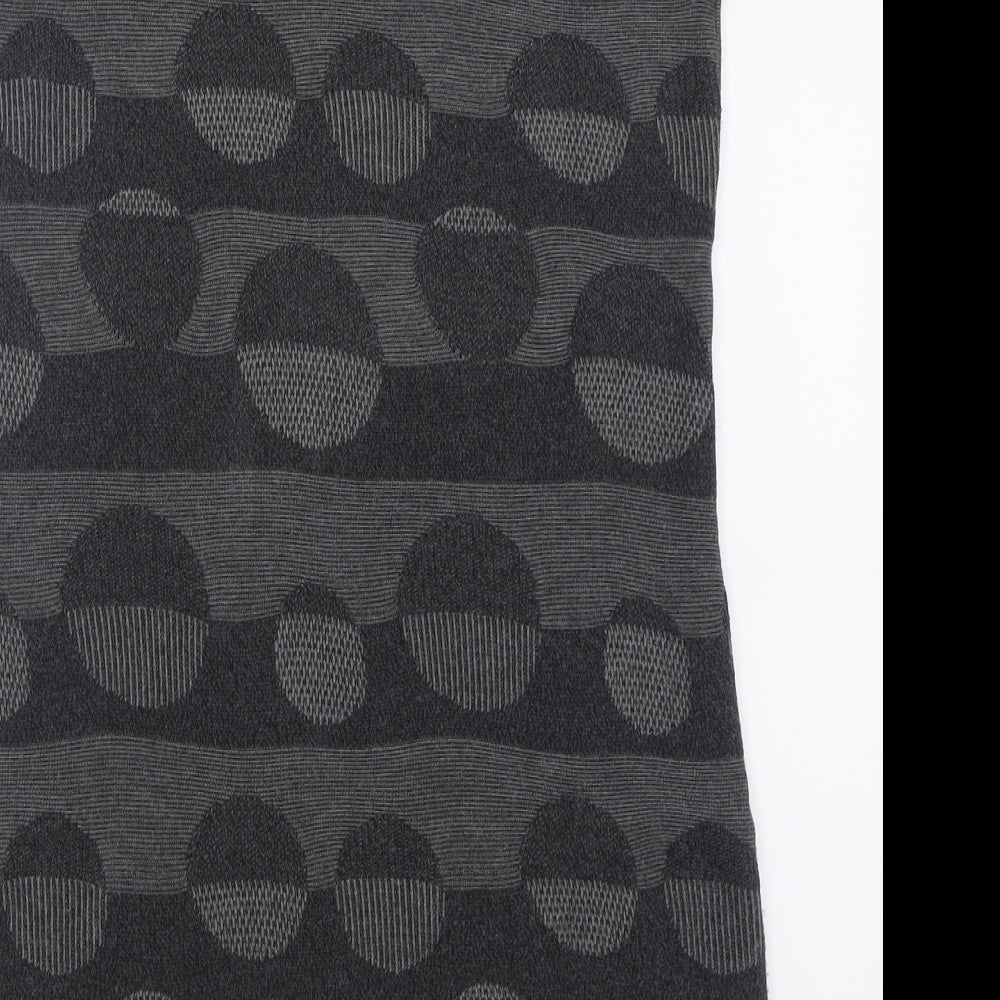 Yest Womens Grey Geometric Polyester A-Line  Size 12  Scoop Neck Pullover