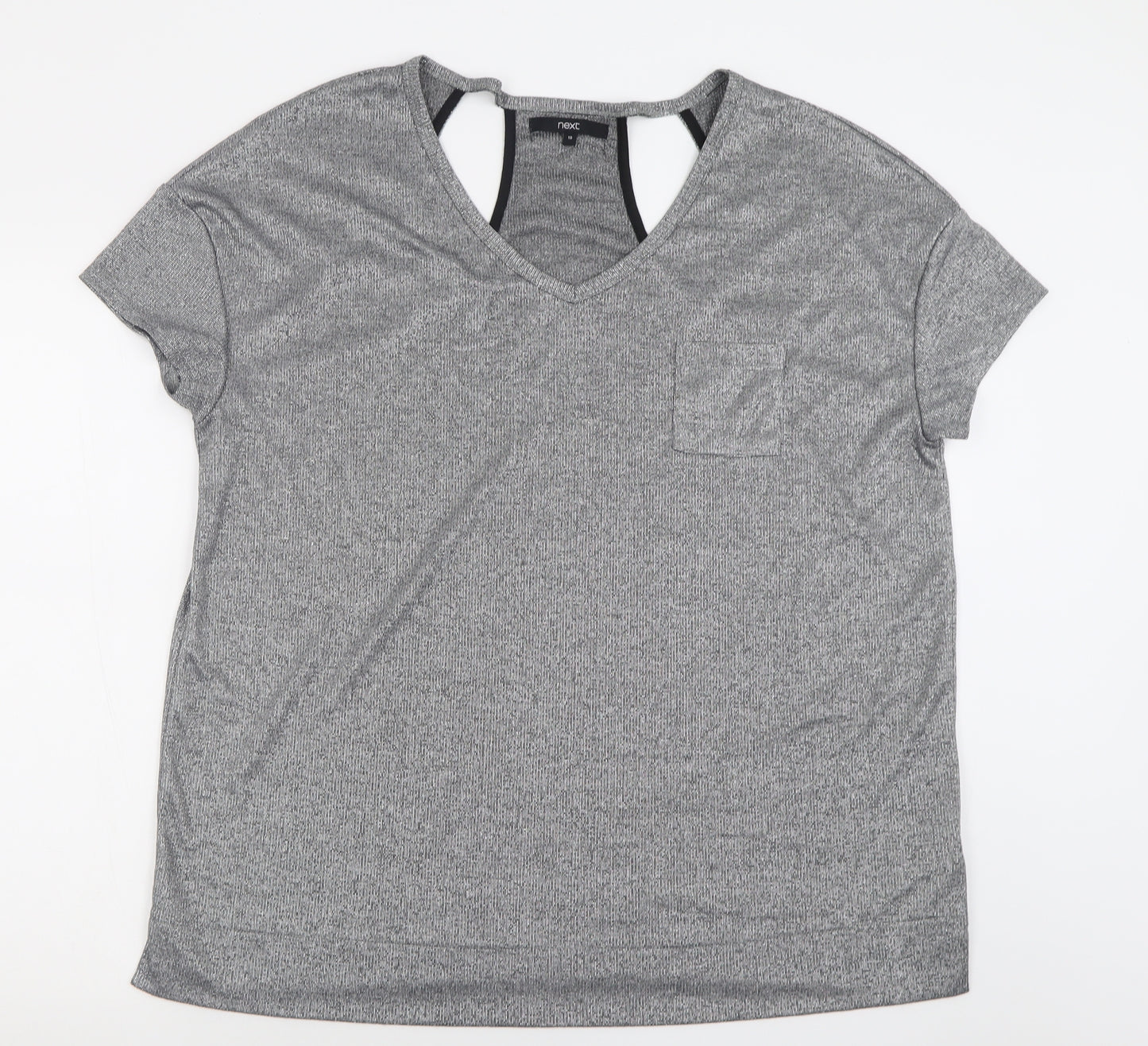NEXT Womens Silver  Polyester Basic T-Shirt Size 18 V-Neck