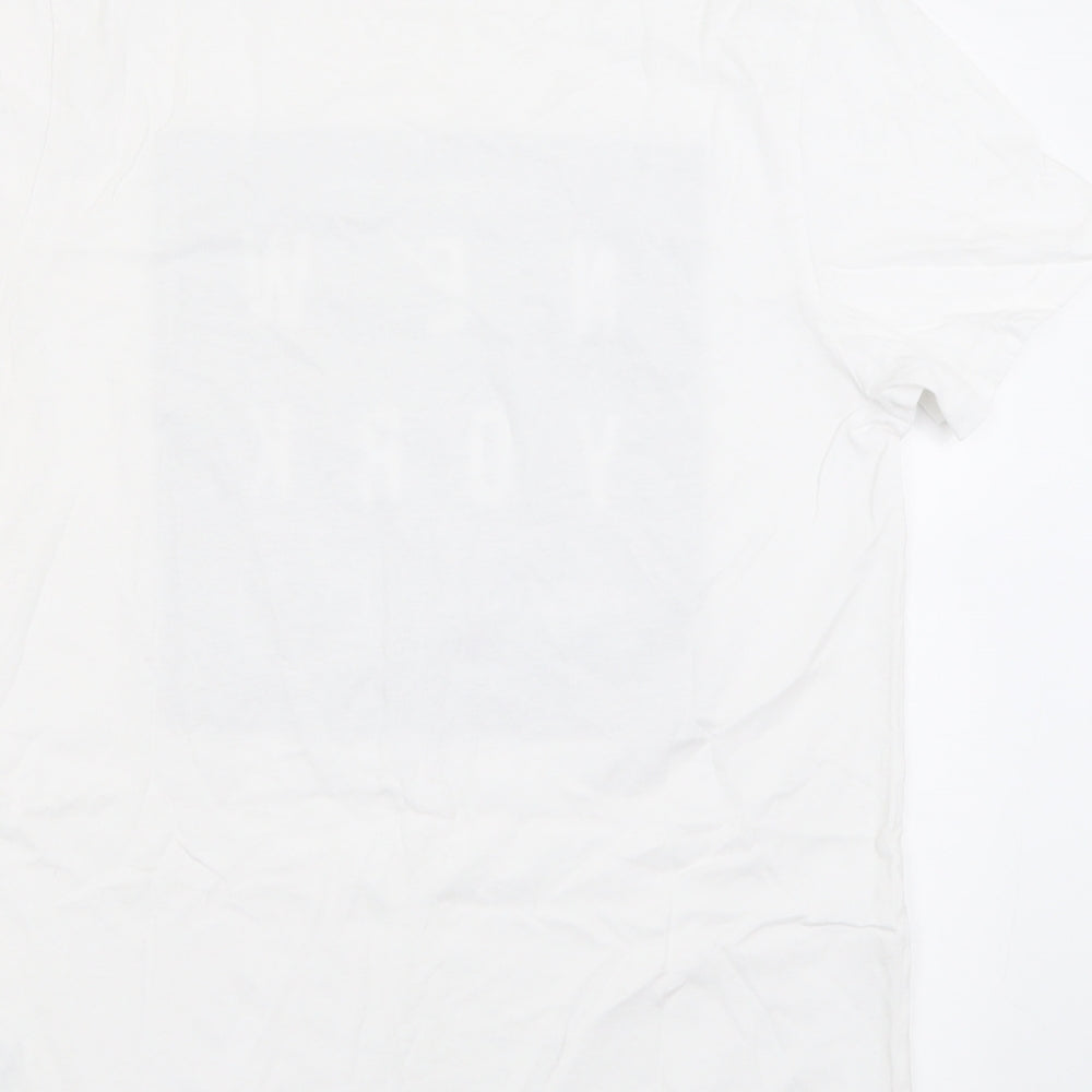 Primark Mens White  Cotton  T-Shirt Size M Crew Neck  - New York