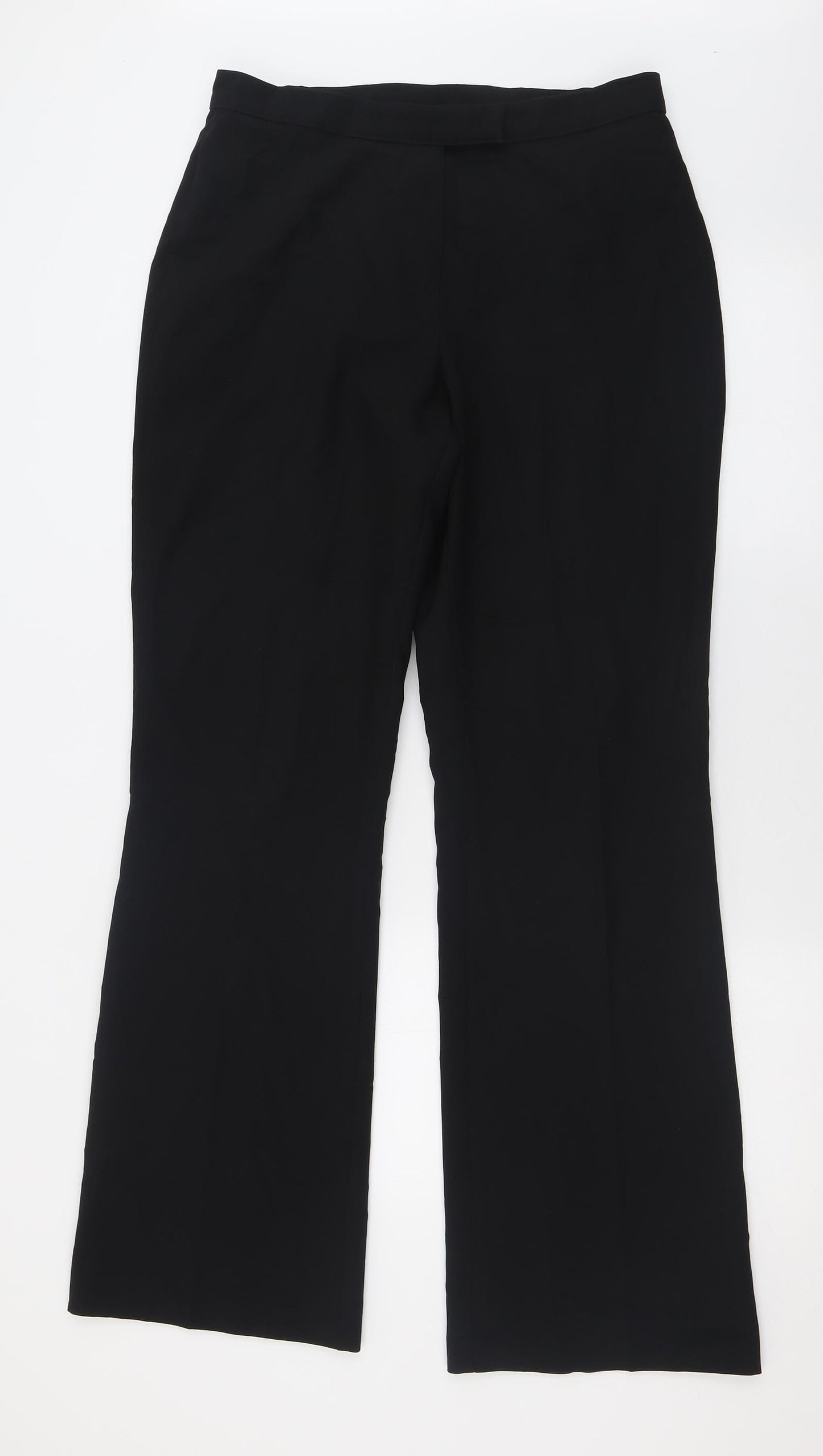 Marks and Spencer Womens Black  Polyester Trousers  Size 14 L34 in Regular Hook & Eye