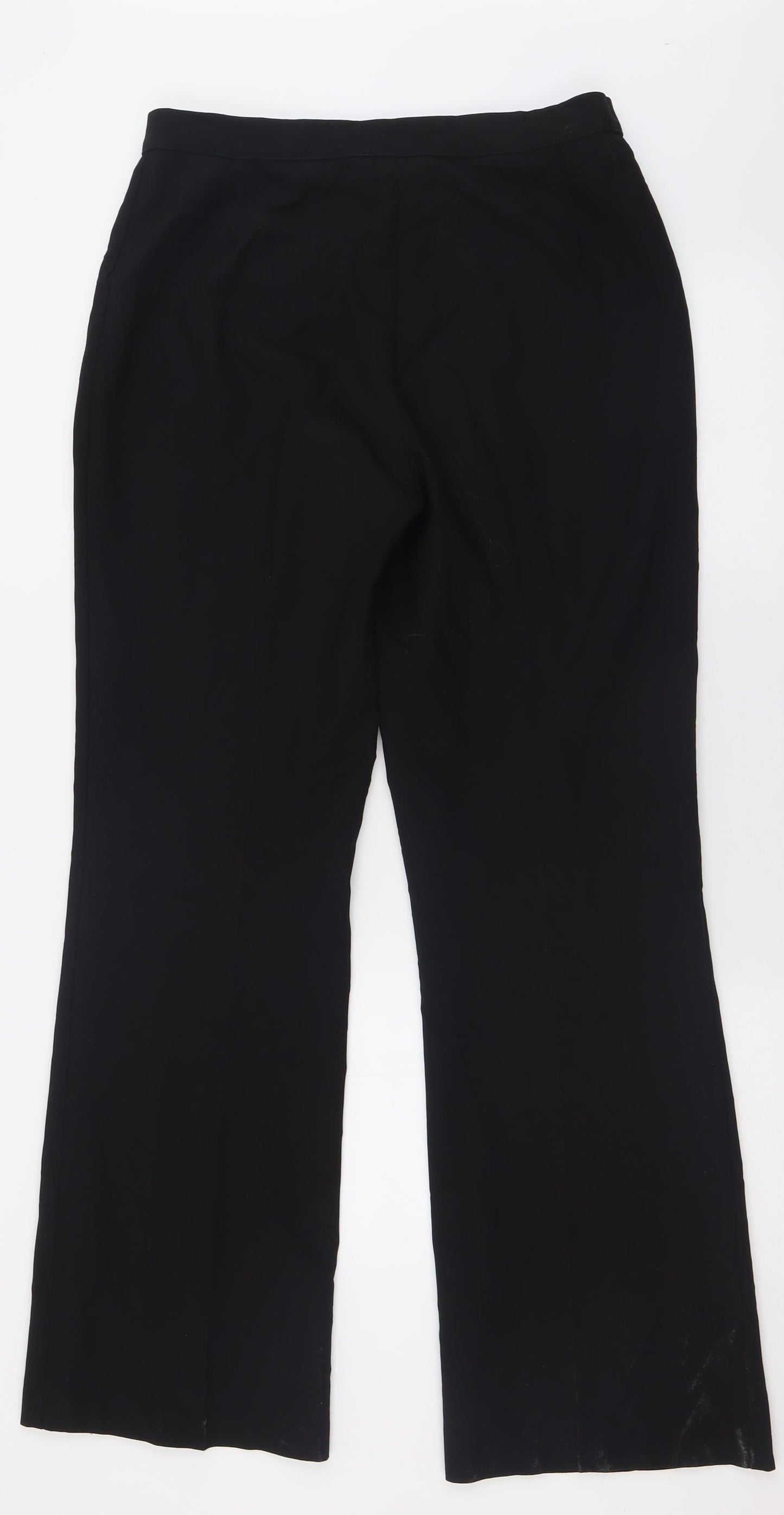 Marks and Spencer Womens Black  Polyester Trousers  Size 14 L34 in Regular Hook & Eye
