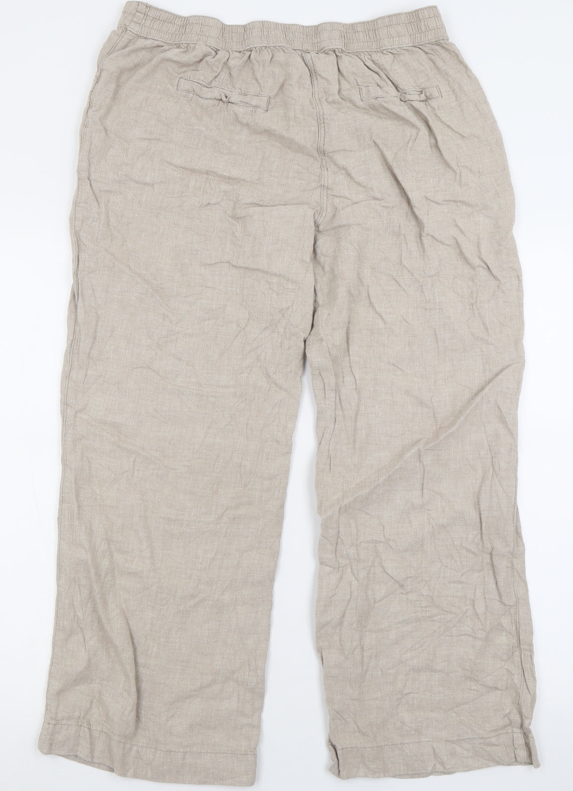 George Womens Beige  Linen Trousers  Size 16 L27 in Regular Tie