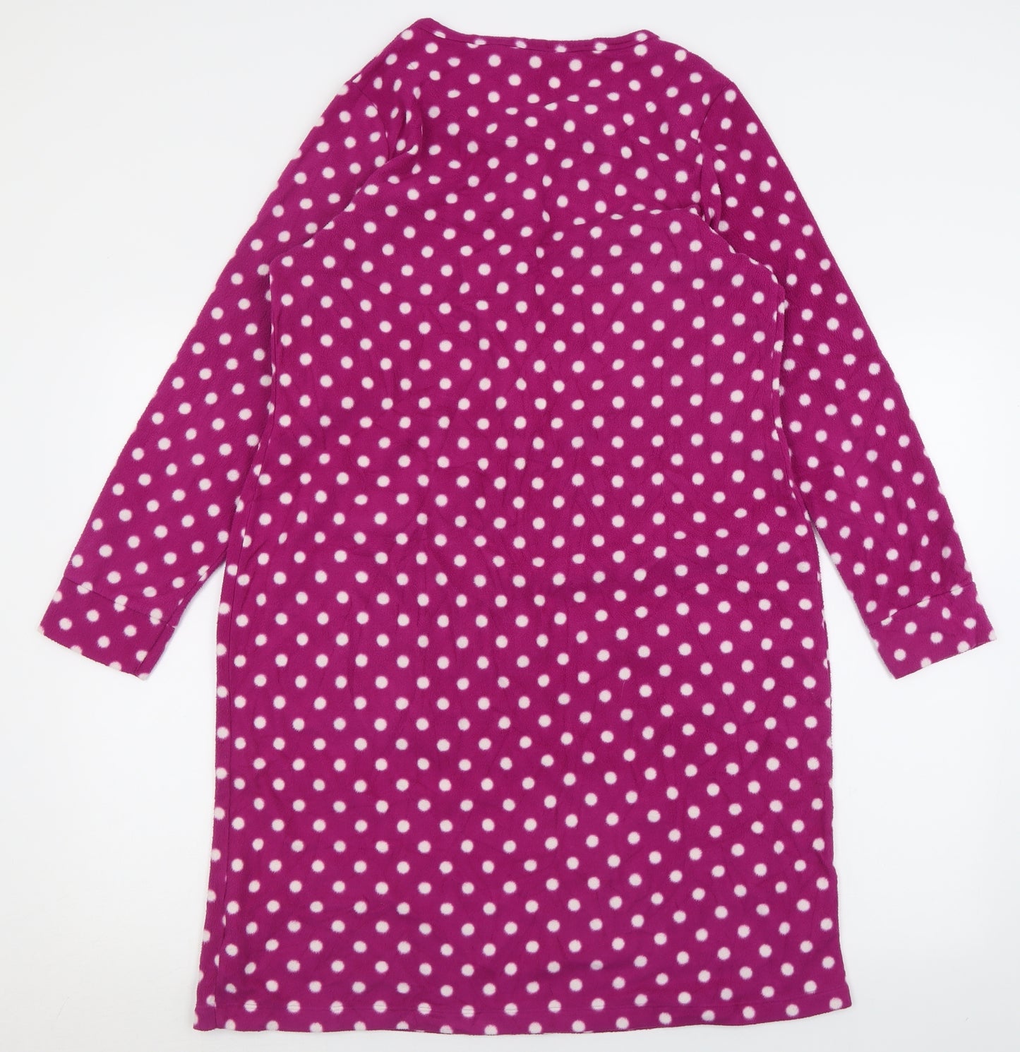 Marks and Spencer Womens Purple Polka Dot Polyester Cami Nightshirt Size 14  Button