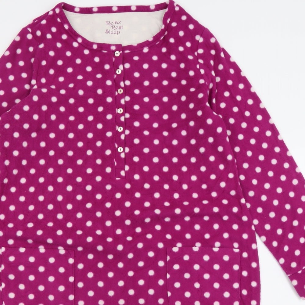 Marks and Spencer Womens Purple Polka Dot Polyester Cami Nightshirt Size 14  Button