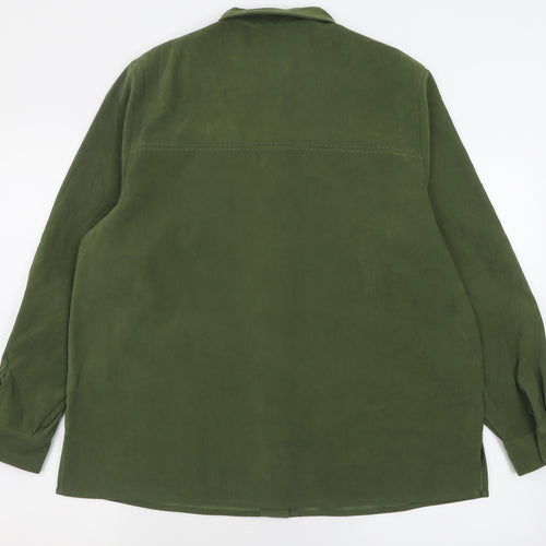 Jumper Womens Green  Polyester Basic Button-Up Size L Collared