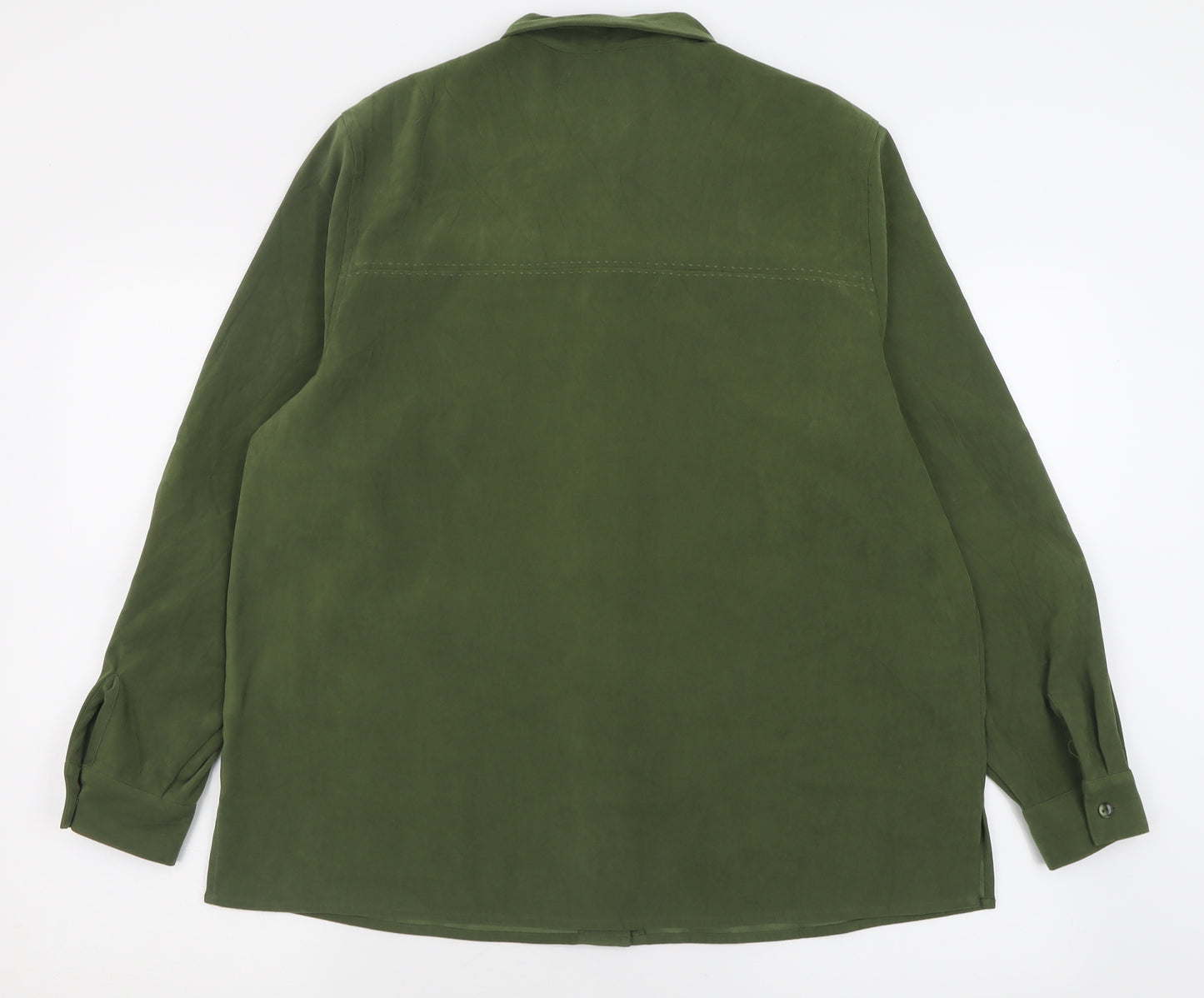 Jumper Womens Green  Polyester Basic Button-Up Size L Collared