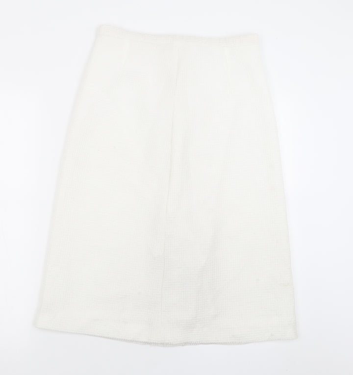 Preworn Womens White  Polyester A-Line Skirt Size 30   Hook & Eye