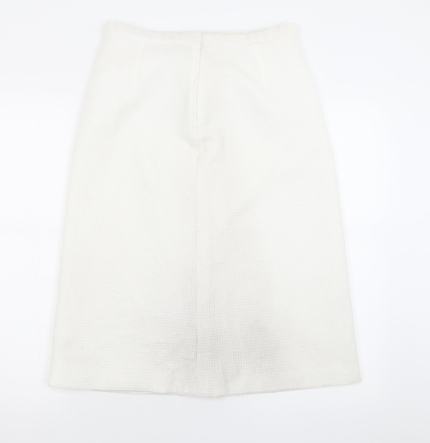 Preworn Womens White  Polyester A-Line Skirt Size 30   Hook & Eye