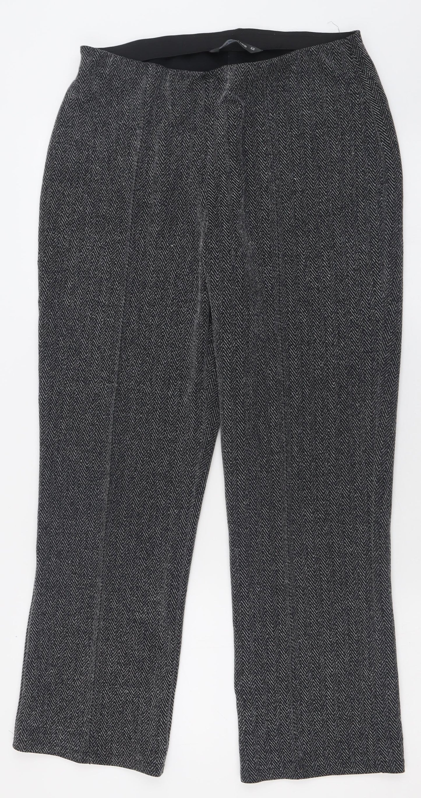 bonmarch Womens Grey Geometric Polyester Trousers  Size 12 L29 in Regular