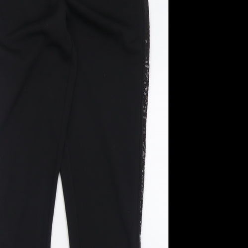 Diffuse Womens Black Striped Polyester Trousers  Size 8 L29 in Regular