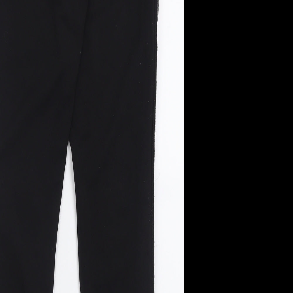 Diffuse Womens Black Striped Polyester Trousers  Size 8 L29 in Regular