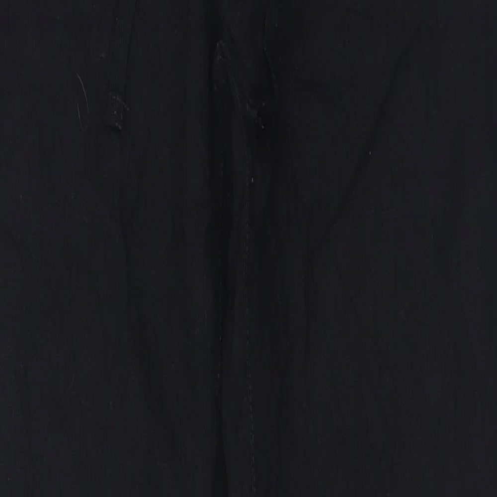 NEXT Womens Black  Linen Trousers  Size 8 L30 in Regular Button