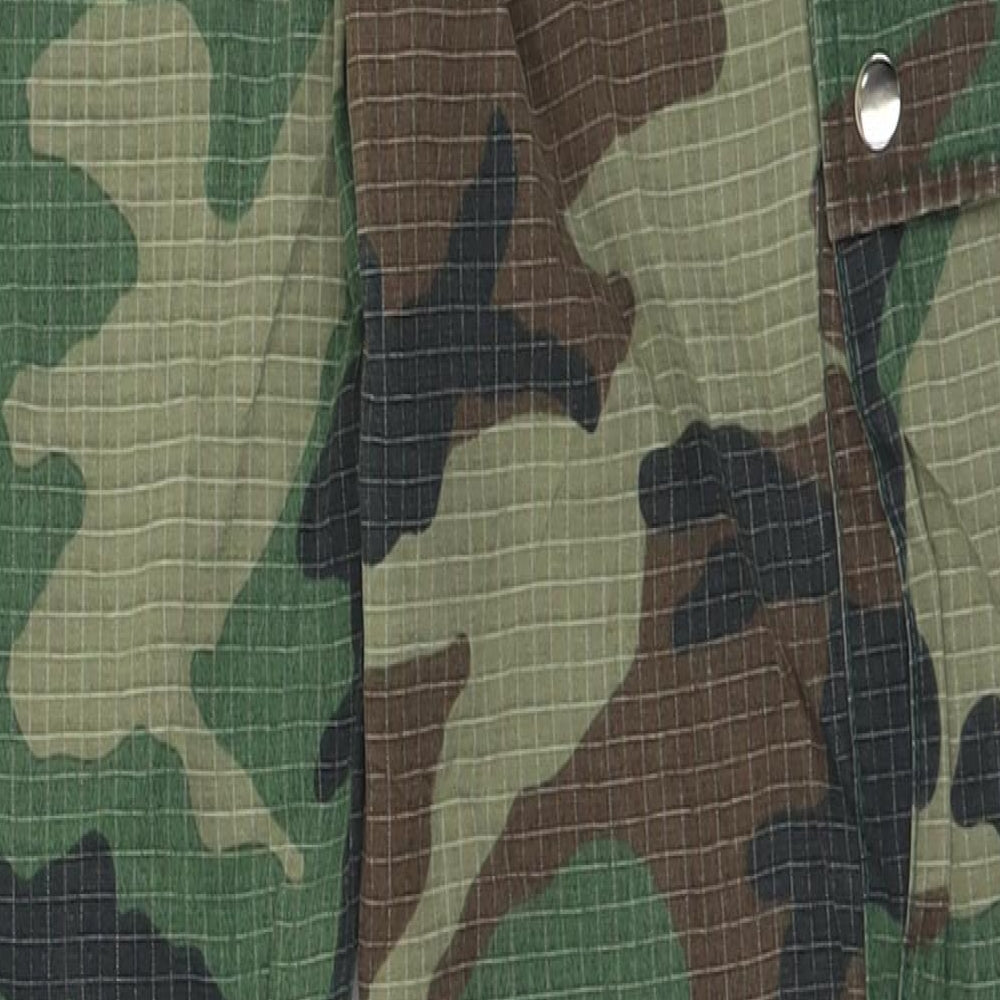 Missguided Womens Green Camouflage Cotton Cargo Trousers Size 8 L30 in Regular Button