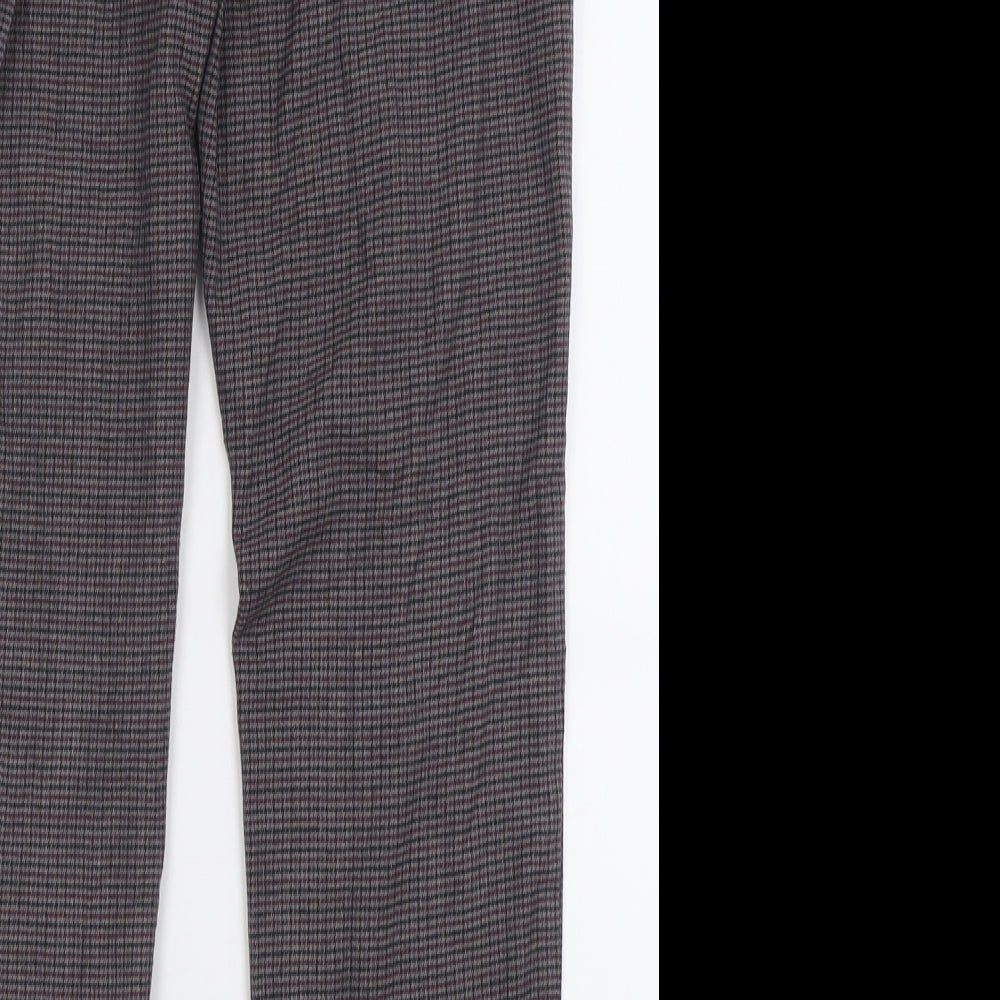 Trafaluc Womens Purple Plaid Polyester Trousers  Size S L27 in Regular