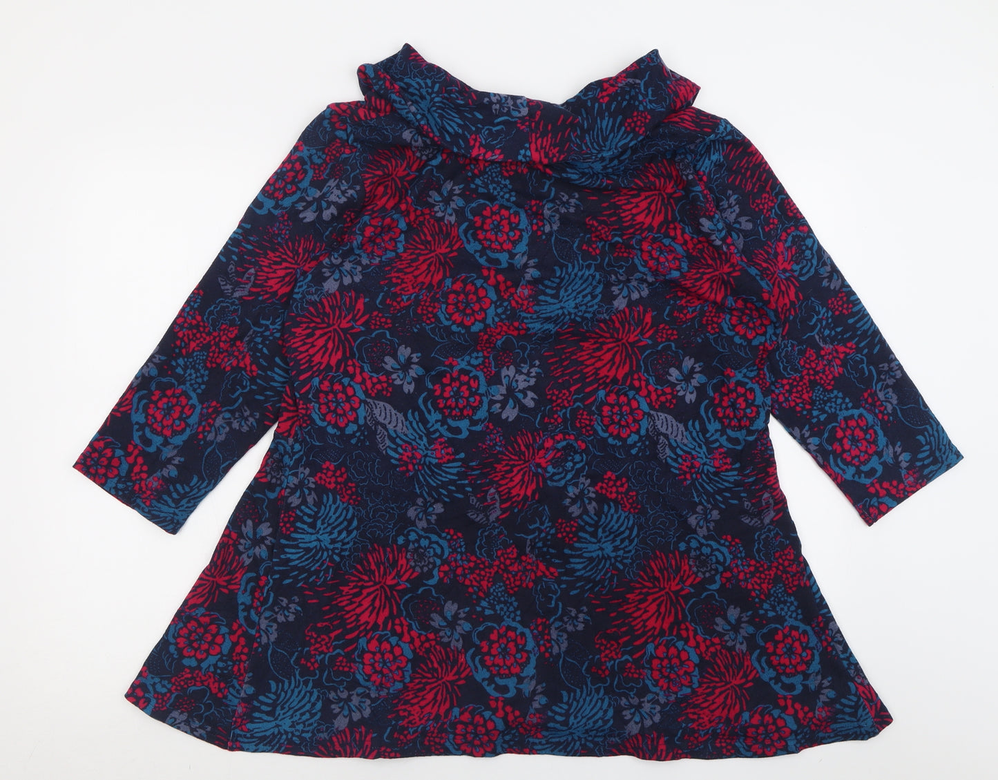 EWM Womens Blue Roll Neck Geometric Polyester Tunic Jumper Size 18