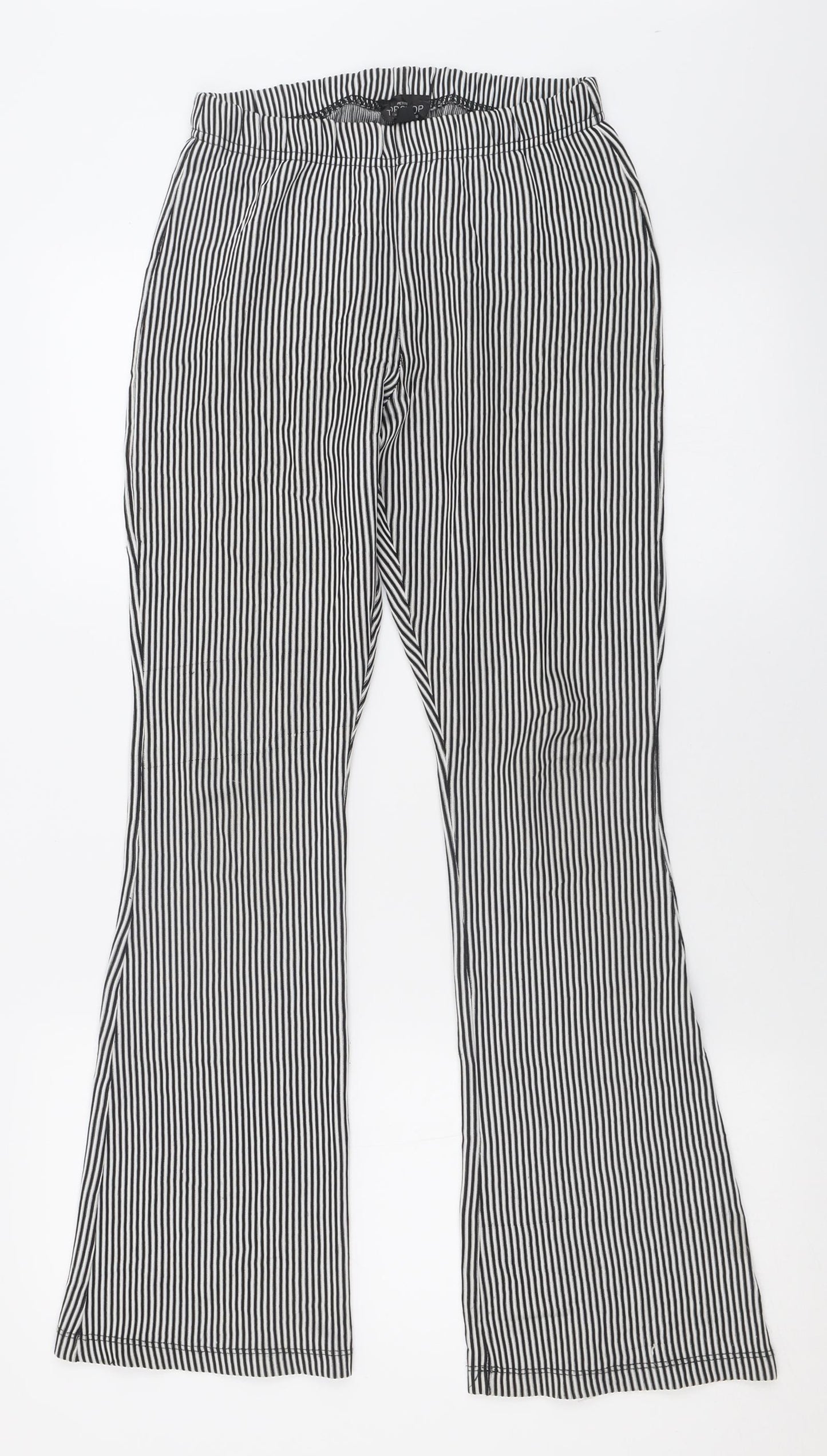 Topshop Womens White Striped Polyester Trousers  Size 10 L30 in Regular