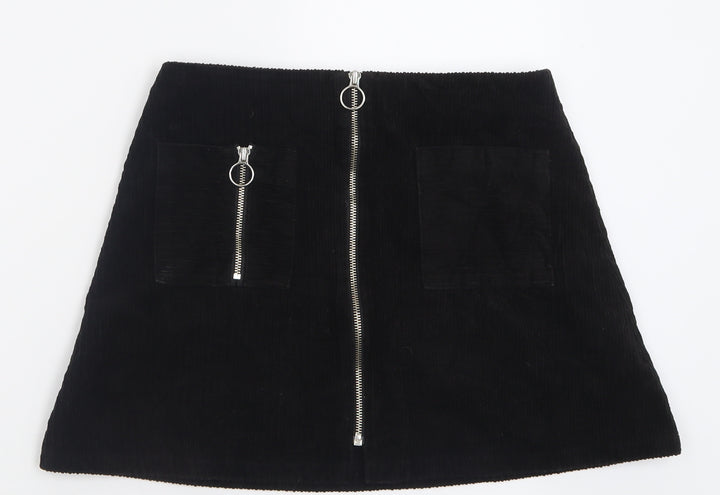 side party Womens Black Cotton A-Line Skirt Size M Zip