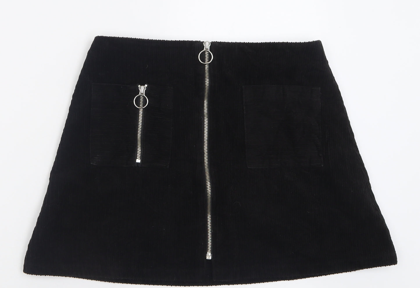 side party Womens Black  Cotton A-Line Skirt Size M   Zip