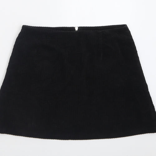 side party Womens Black  Cotton A-Line Skirt Size M   Zip