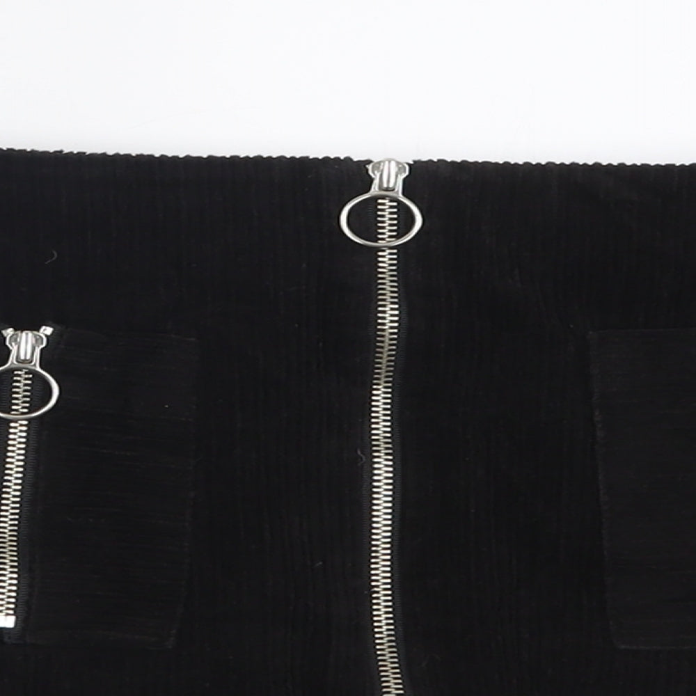 side party Womens Black  Cotton A-Line Skirt Size M   Zip