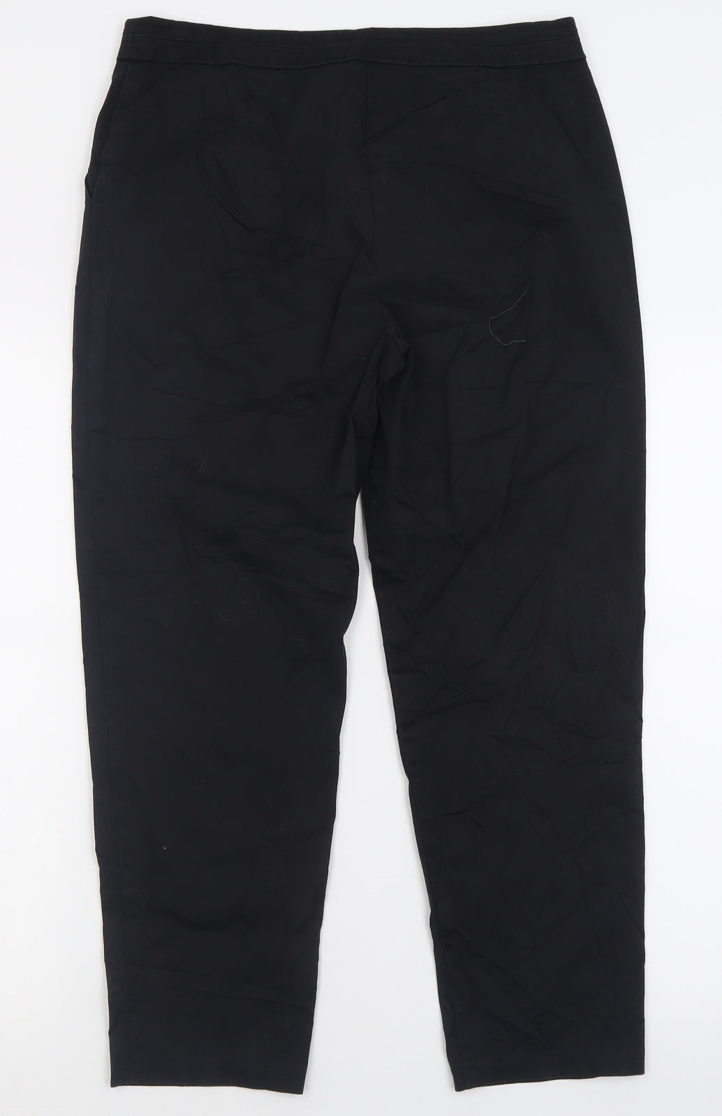 Marks and Spencer Womens Black  Cotton Cropped Trousers Size 12 L25 in Regular Hook & Eye
