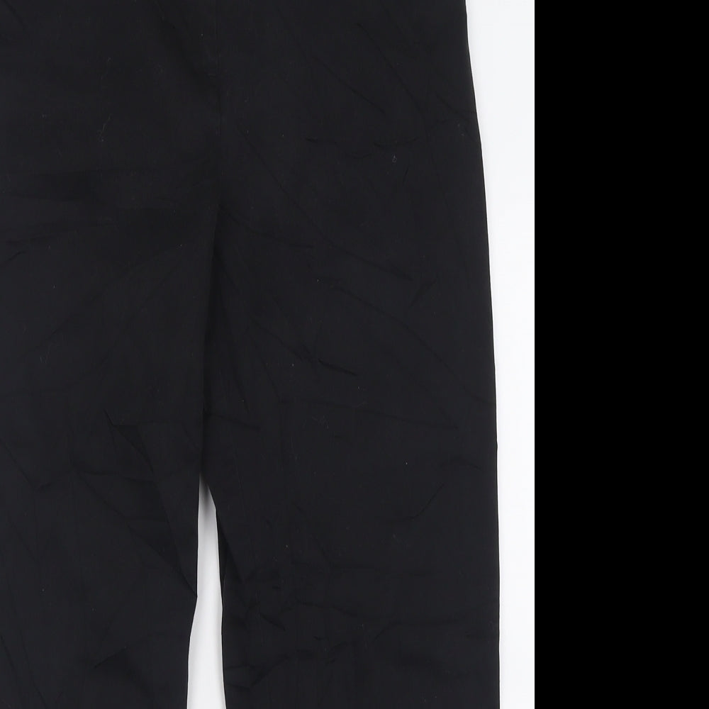 Marks and Spencer Womens Black  Cotton Cropped Trousers Size 12 L25 in Regular Hook & Eye