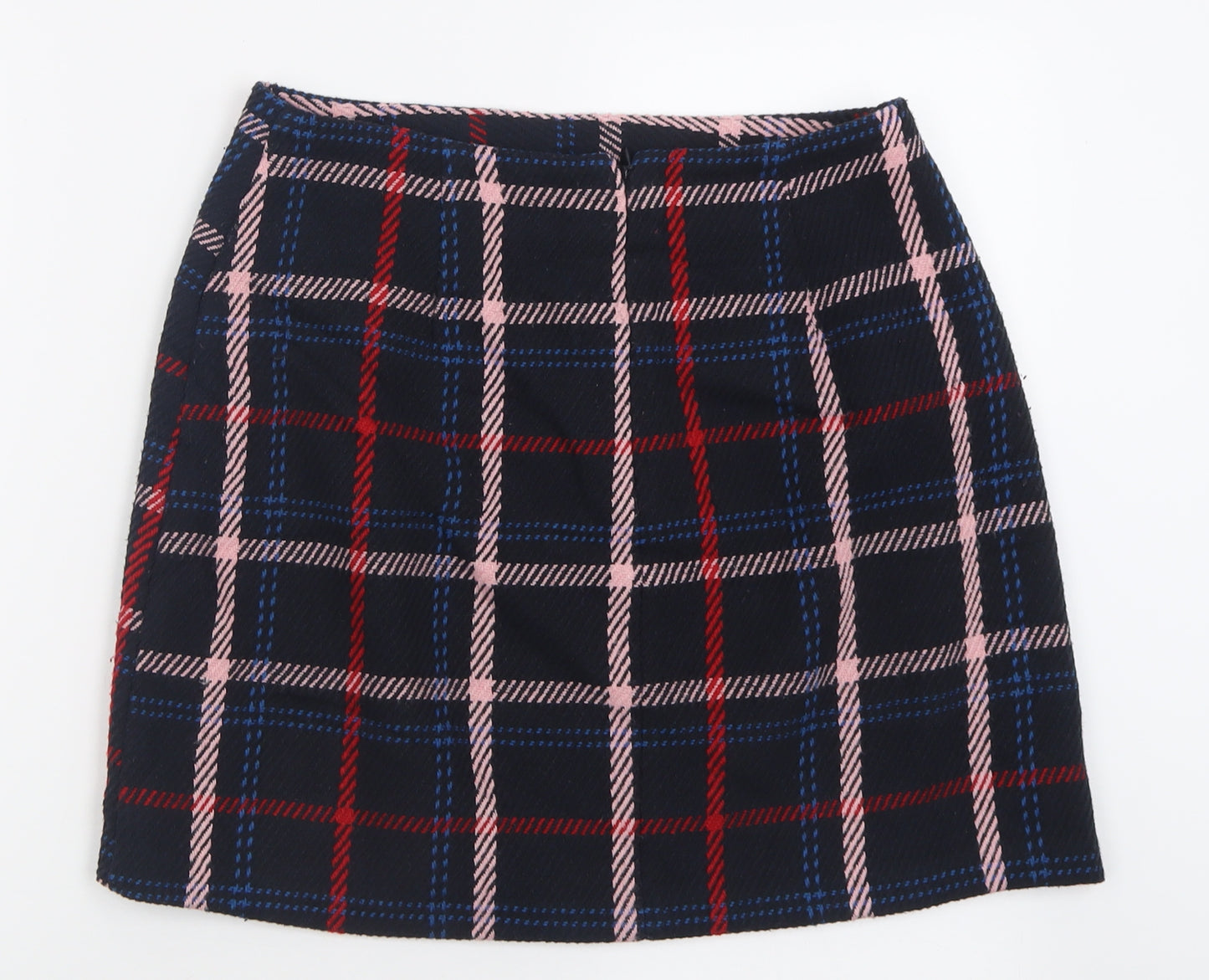 F&F Womens Multicoloured Check Polyester A-Line Skirt Size 10   Zip